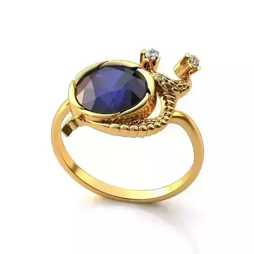 Round Gold Ring With Sapphire