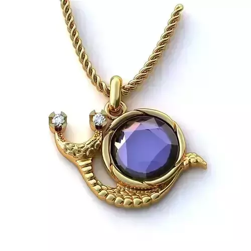 Round Gold Pendant With Sapphire