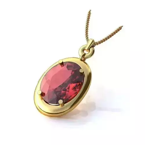 Oval Gold Pendant With Ruby