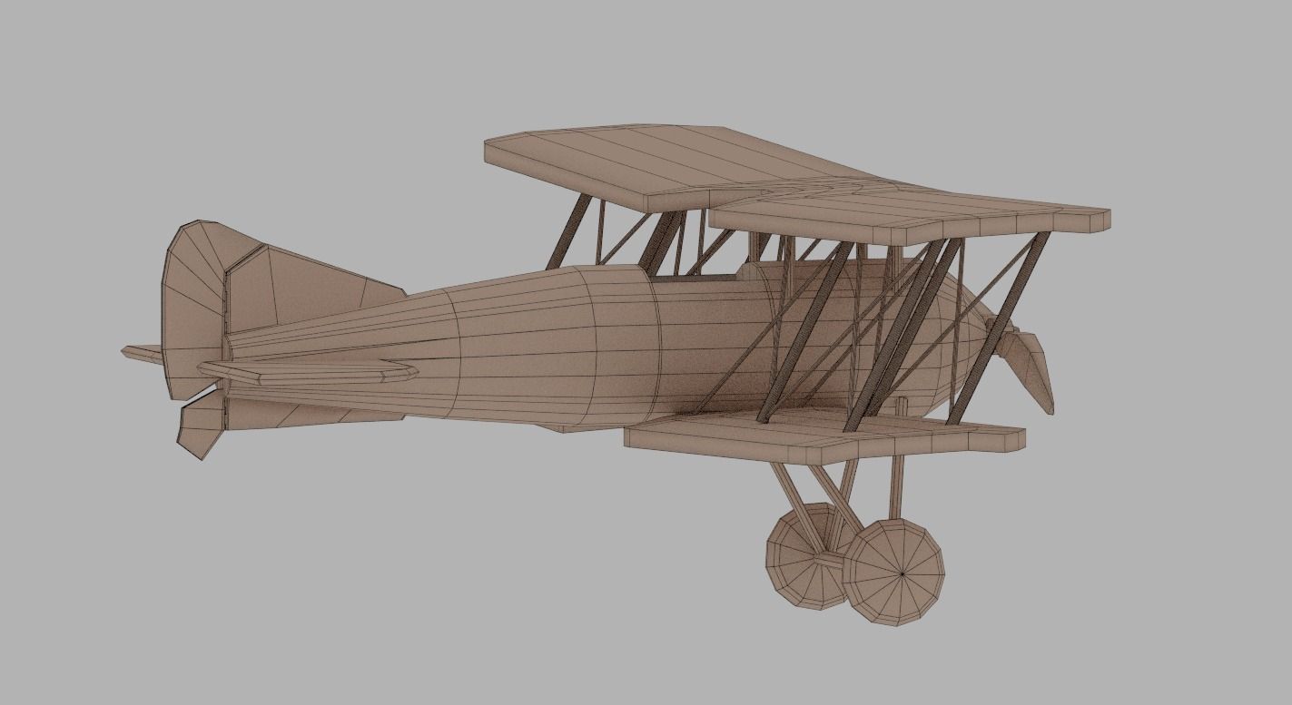 Toy plane Low-poly 3D model_5