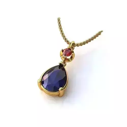 Drop Shaped Gold Pendant With Sapphire 3D print model