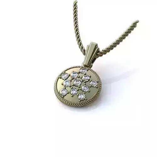Round Shaped White Gold Pendant With Diamonds