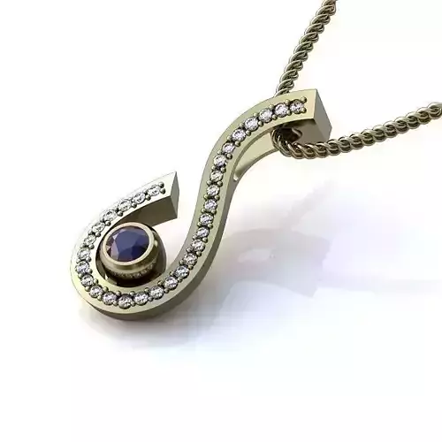White Gold Pendant With Sapphire 