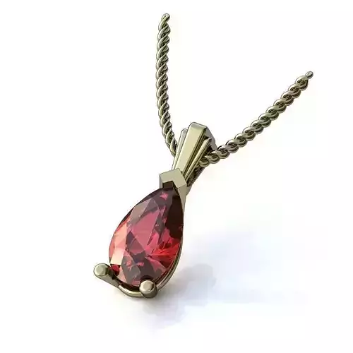 Drop Shaped White Gold Pendant With Ruby 3D print model