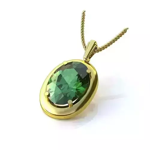 Oval Shaped Gold Pendant With Emerald 2