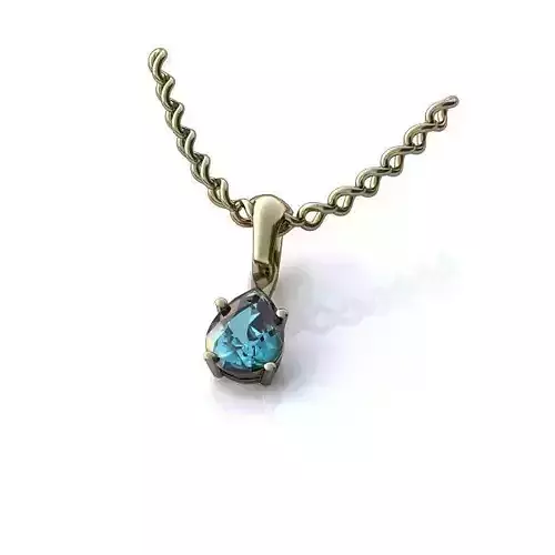 Drop Shaped White Gold Pendant With Gem