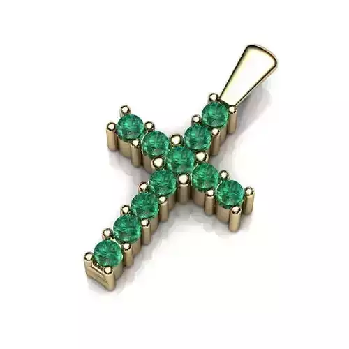 Crucifix Gold Pendant With Emerald