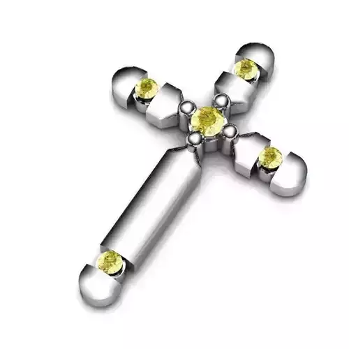 Crucifix Silver Pendant With Gem