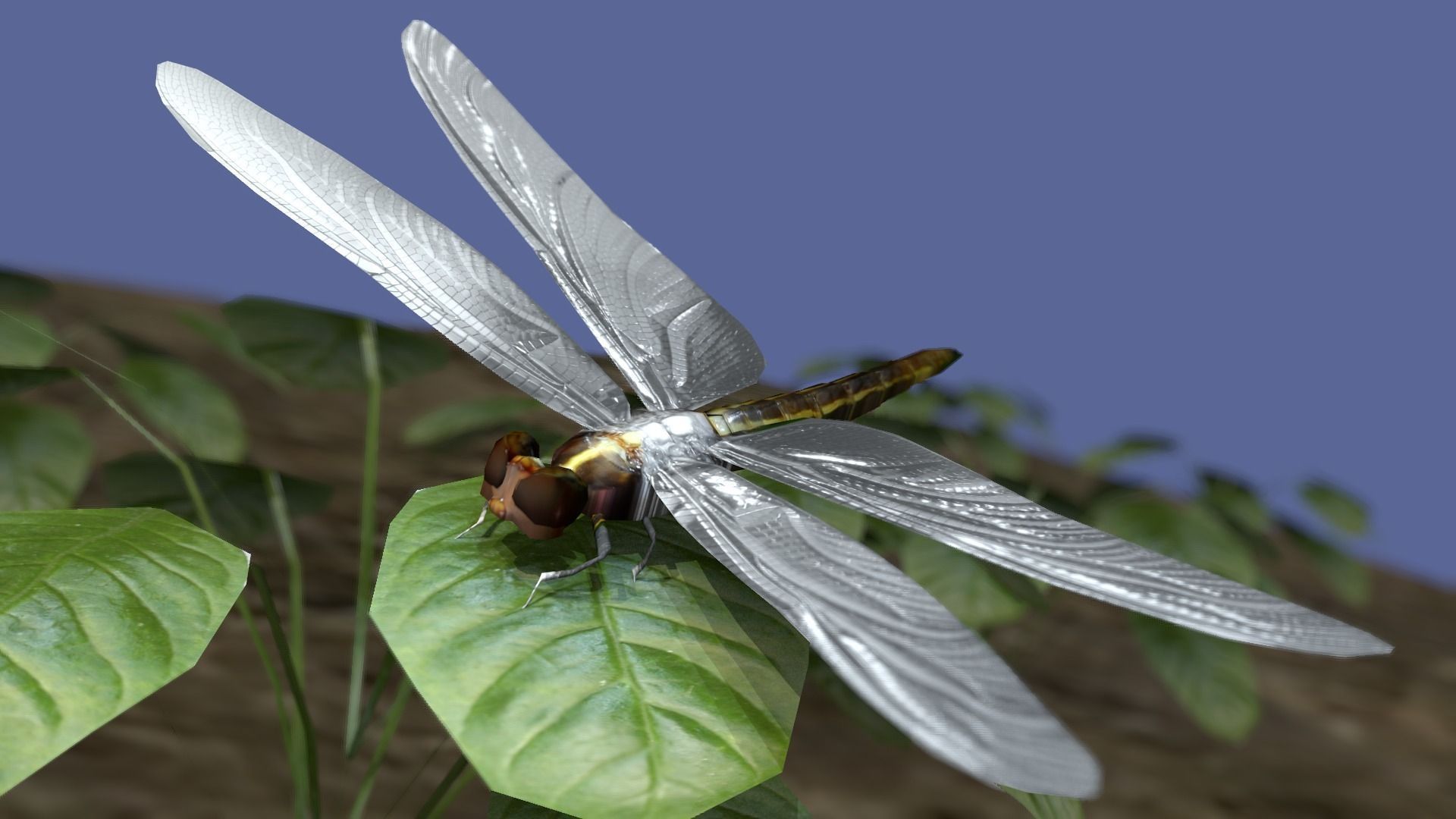 Dragon fly low poly rigged and animated Low-poly 3D model_0