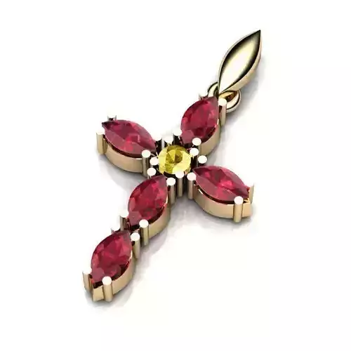 Crucifix Gold Pendant With Gemstones