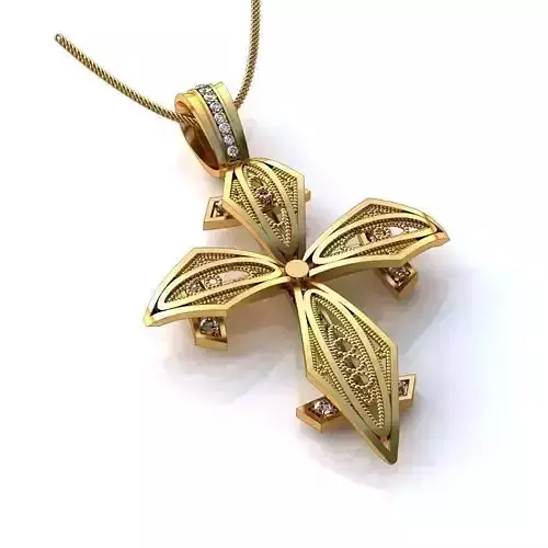 Crucifix Gold Pendant With Diamonds 9