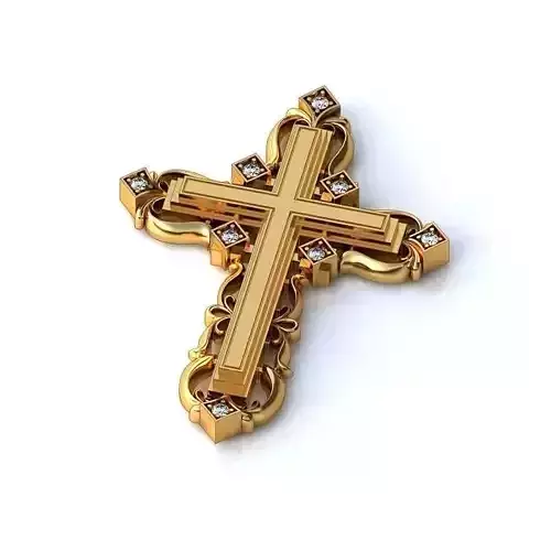 Crucifix Gold Pendant With Diamonds 11