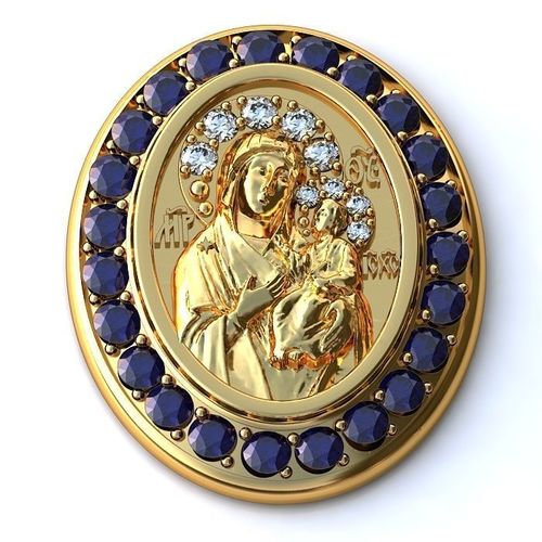 Jesus and Mary Pendant With Sapphire 3D print model