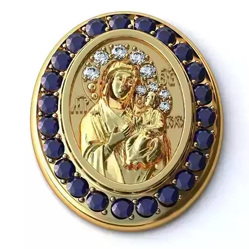 Jesus and Mary Pendant With Sapphire 3D print model