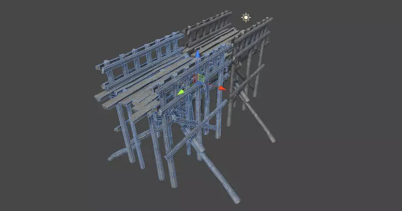 Wooden Bridge Low-poly 3D model_0