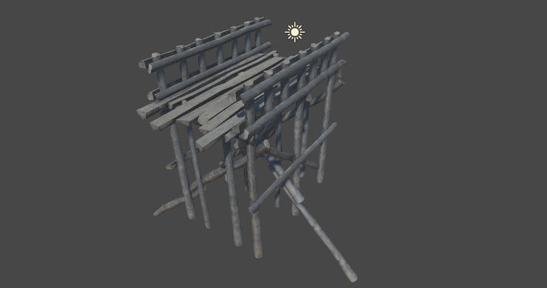 Wooden Bridge Low-poly 3D model_1