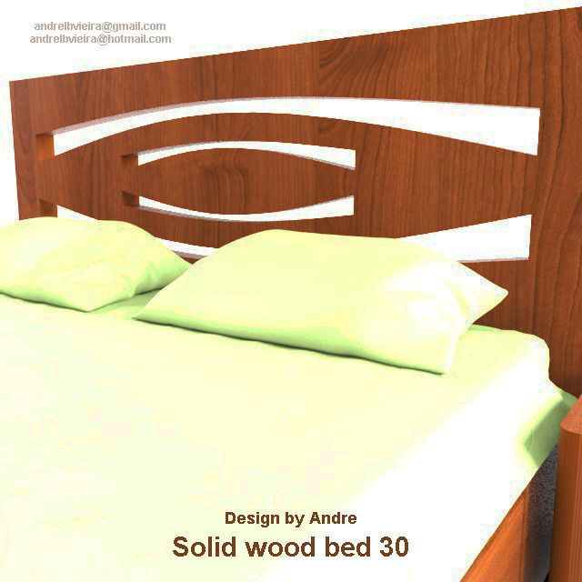 Solid Wood Bed 30 Collection 3D model_2