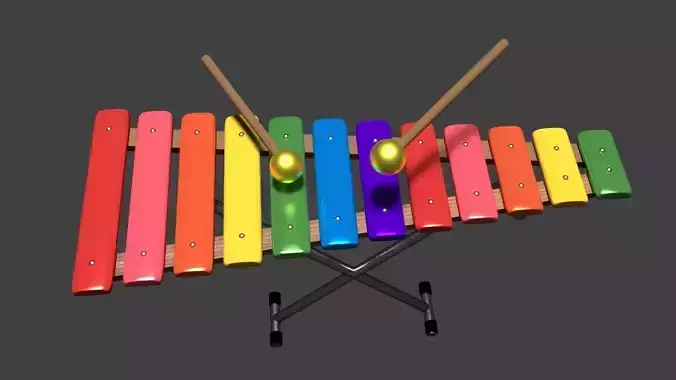 Xylophone colorful Free 3D model