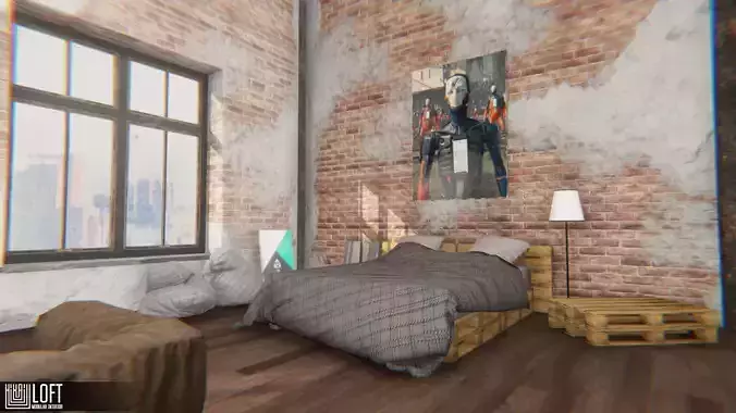 loft - modular interior Low-poly 3D model