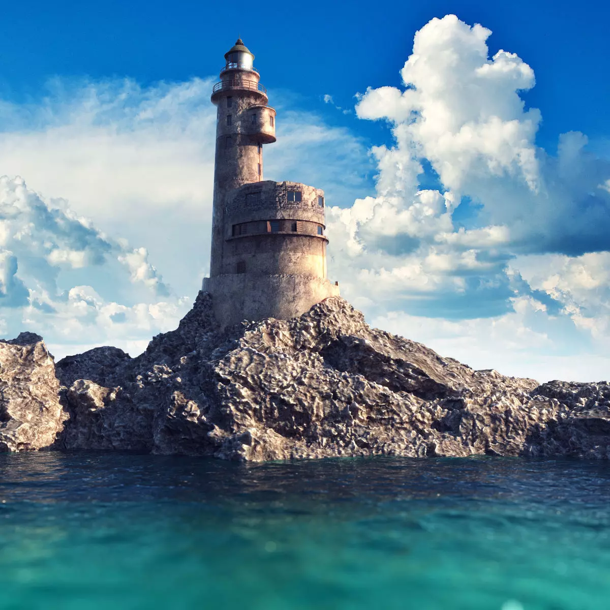 Old LightHouse V-ray scene 3D model_0