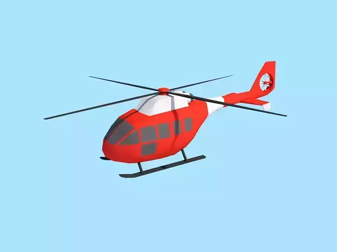 Cartoon Low Poly Helicopter Free low-poly 3D model