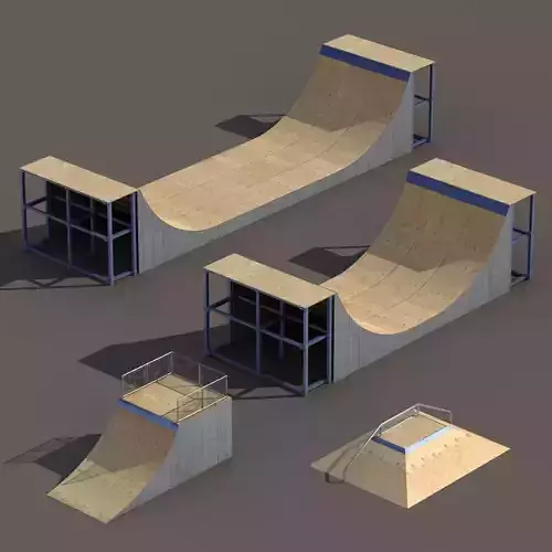 4 Skate park element Low Poly Low-poly 3D model