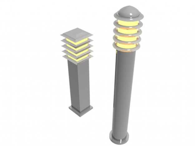 Pack Floor lamp round and square 3D model_1