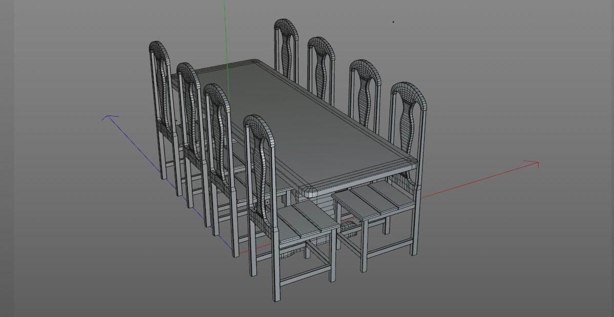 Elegant table with 8 chairs 3D model_6