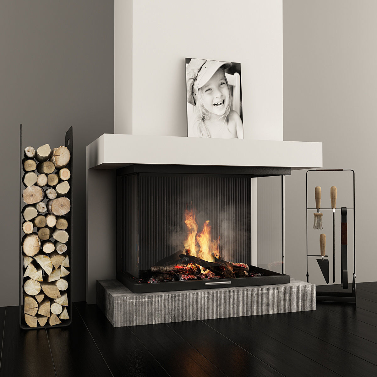 Fireplace and Accessories 3D model_2
