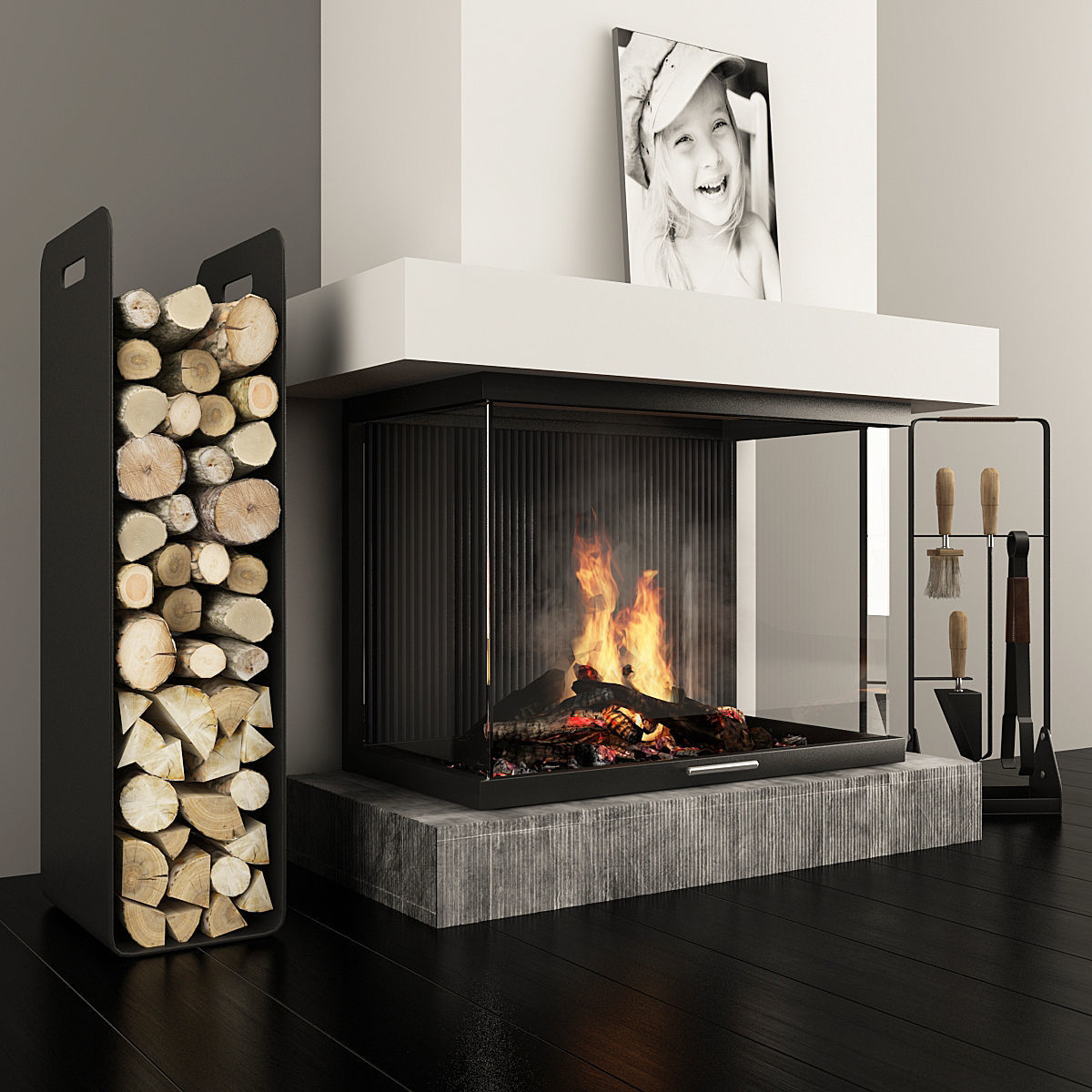 Fireplace and Accessories 3D model_3