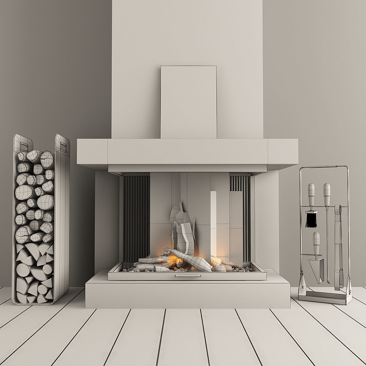 Fireplace and Accessories 3D model_12