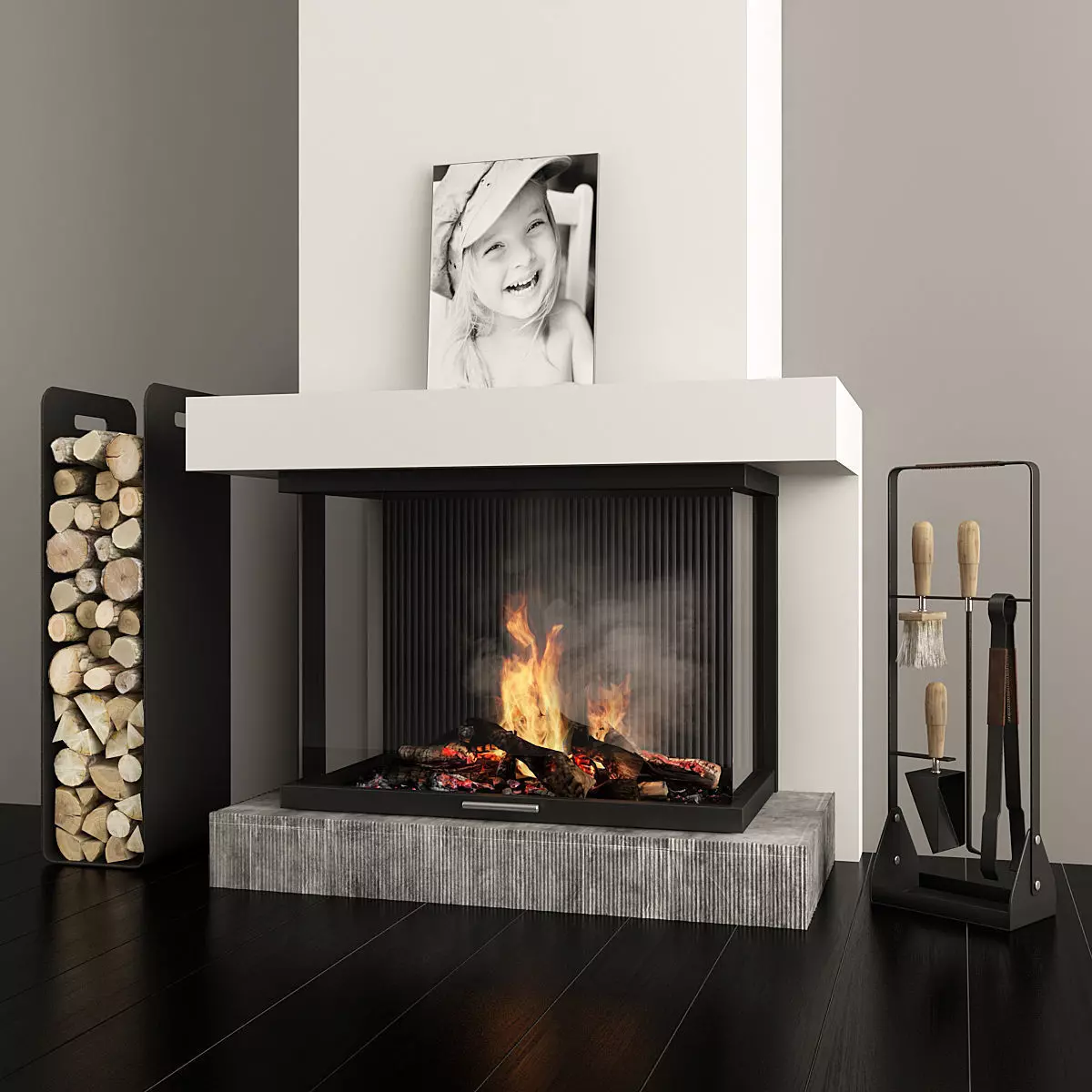 Fireplace and Accessories 3D model_0