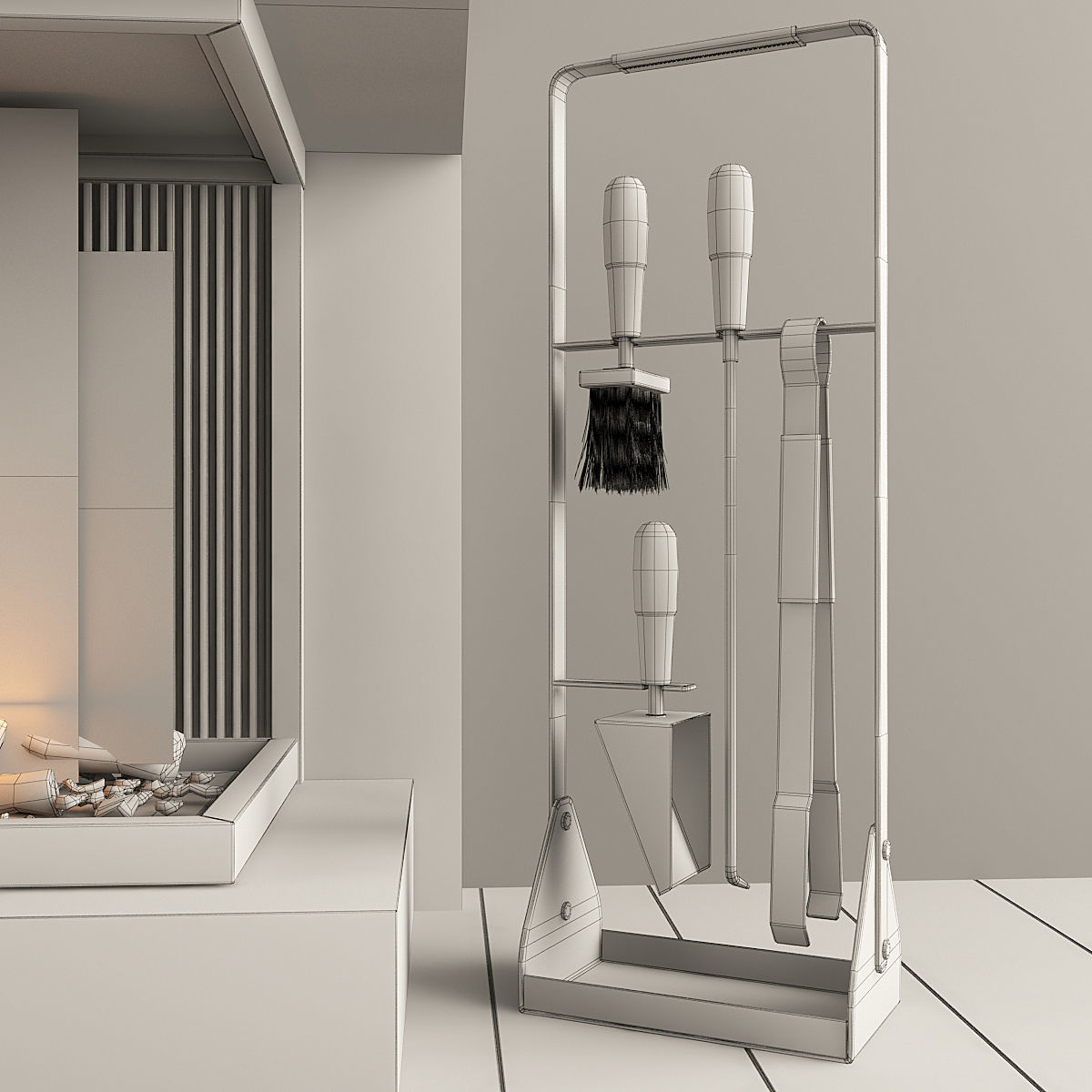 Fireplace and Accessories 3D model_11