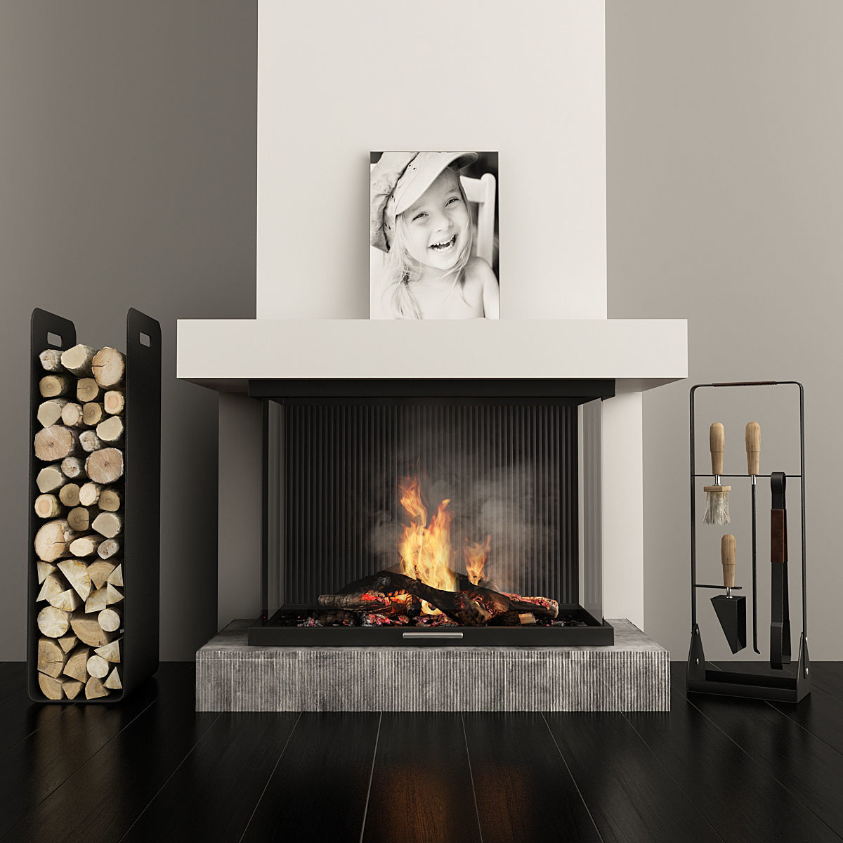 Fireplace and Accessories 3D model_1