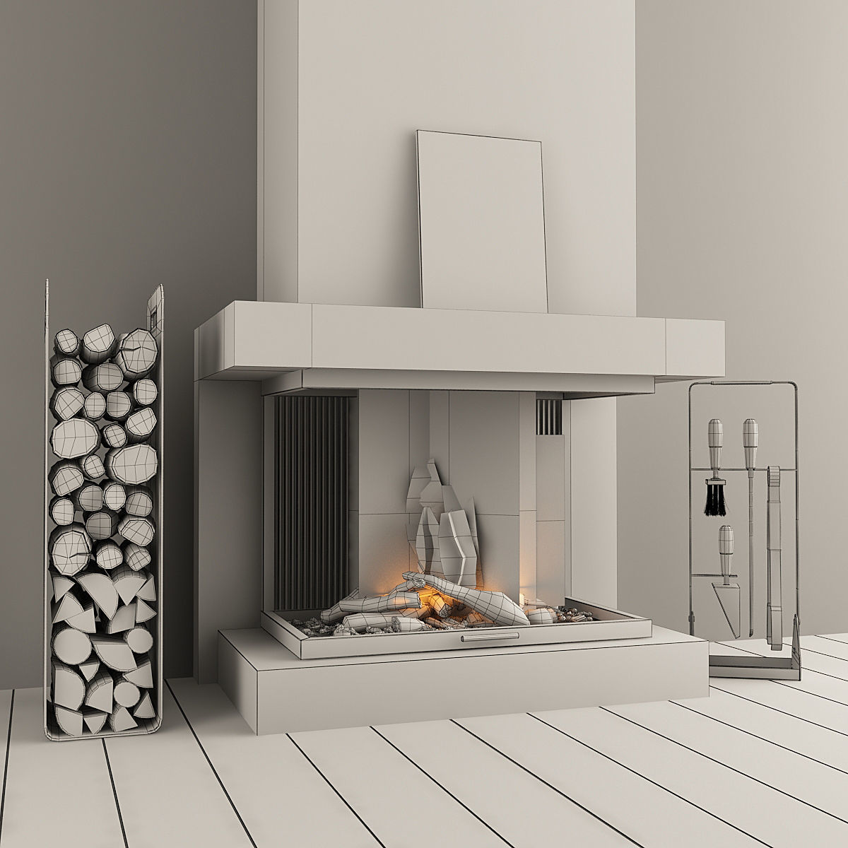 Fireplace and Accessories 3D model_10