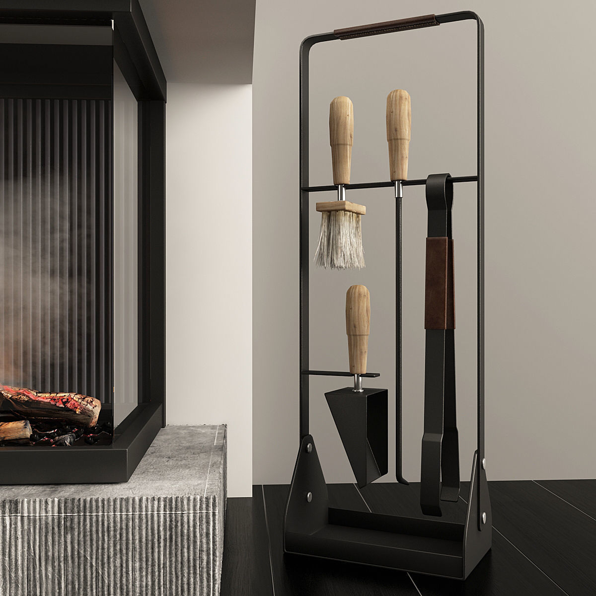 Fireplace and Accessories 3D model_5