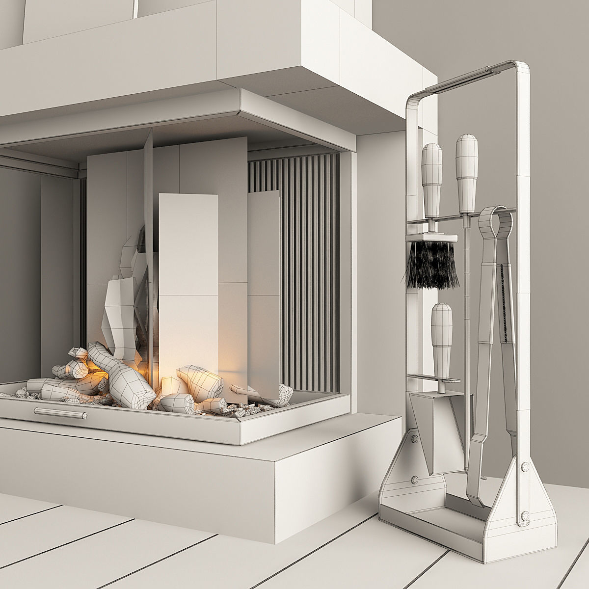 Fireplace and Accessories 3D model_13