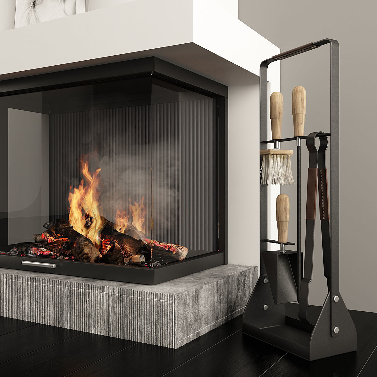 Fireplace and Accessories 3D model_4