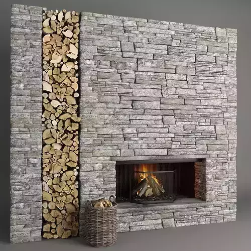 Stone Fireplace and Decor