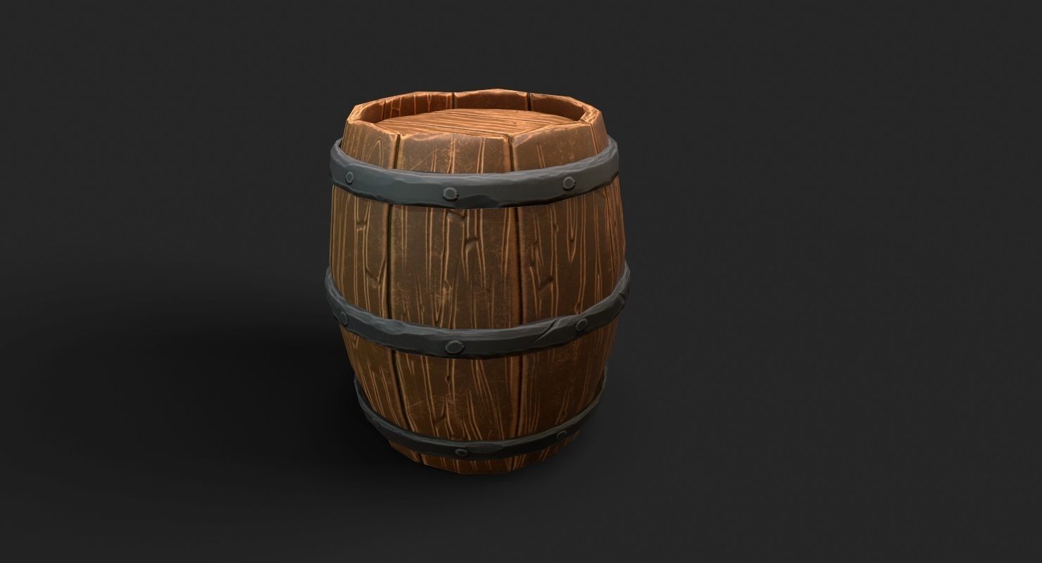 Barrel wood Low-poly 3D model_5