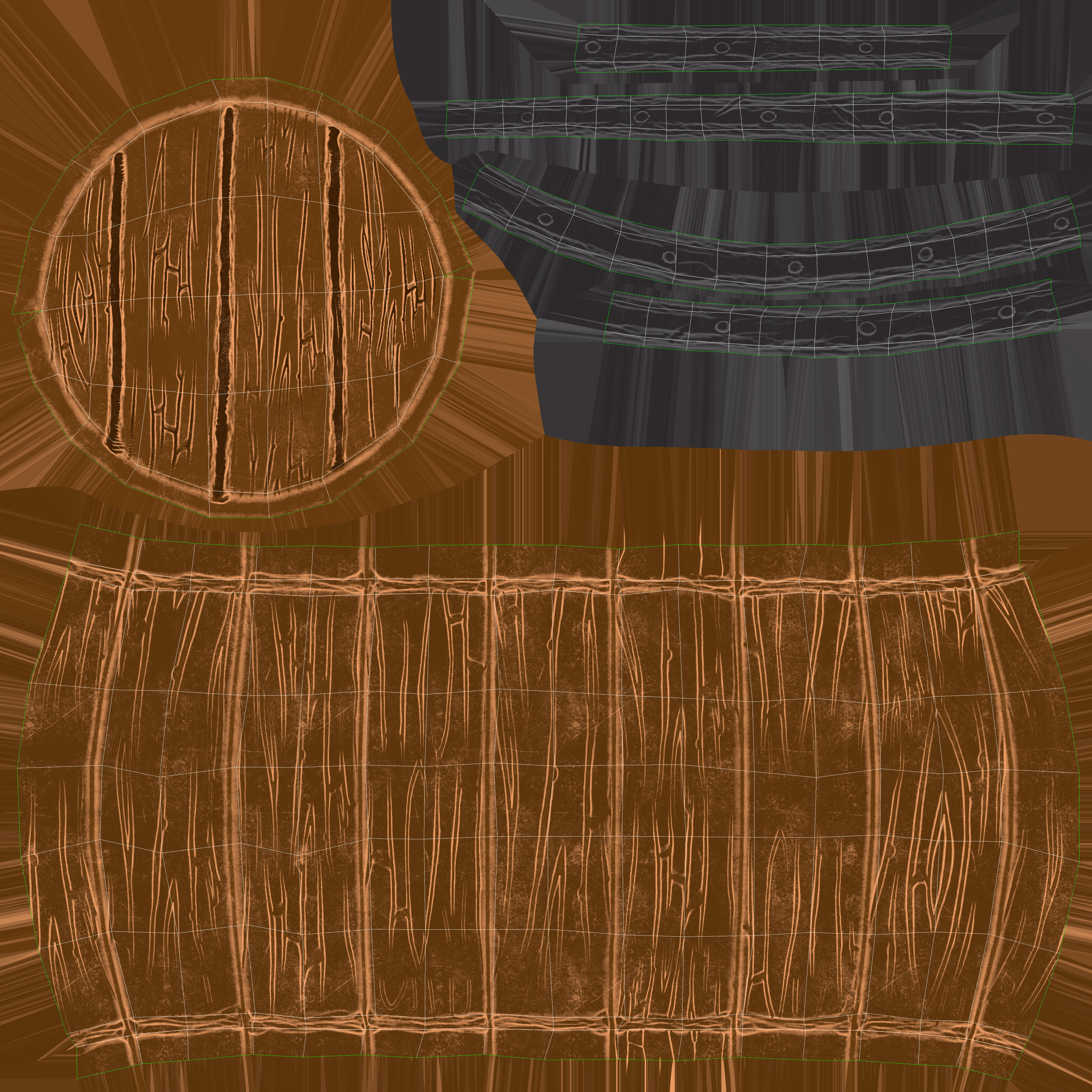 Barrel wood Low-poly 3D model_7