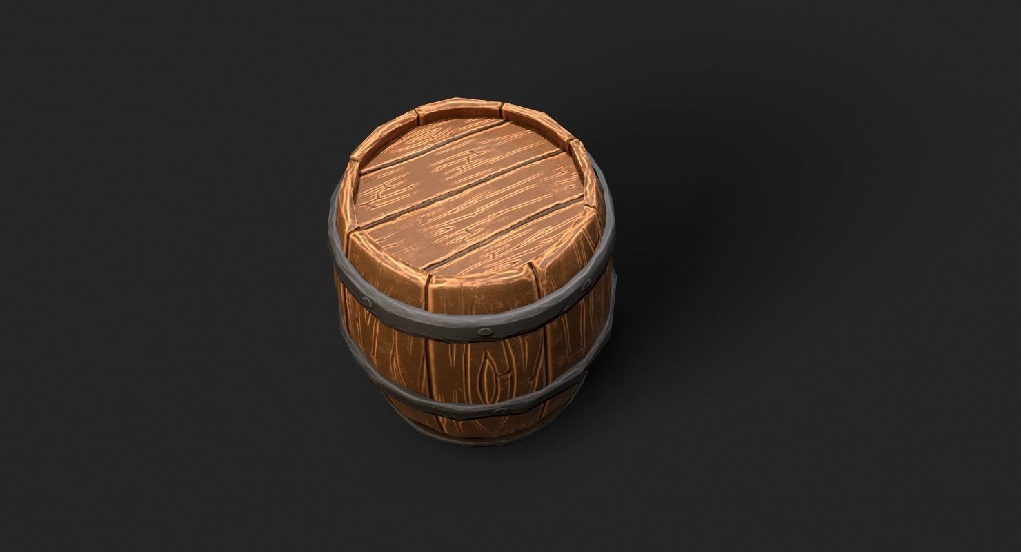 Barrel wood Low-poly 3D model_2