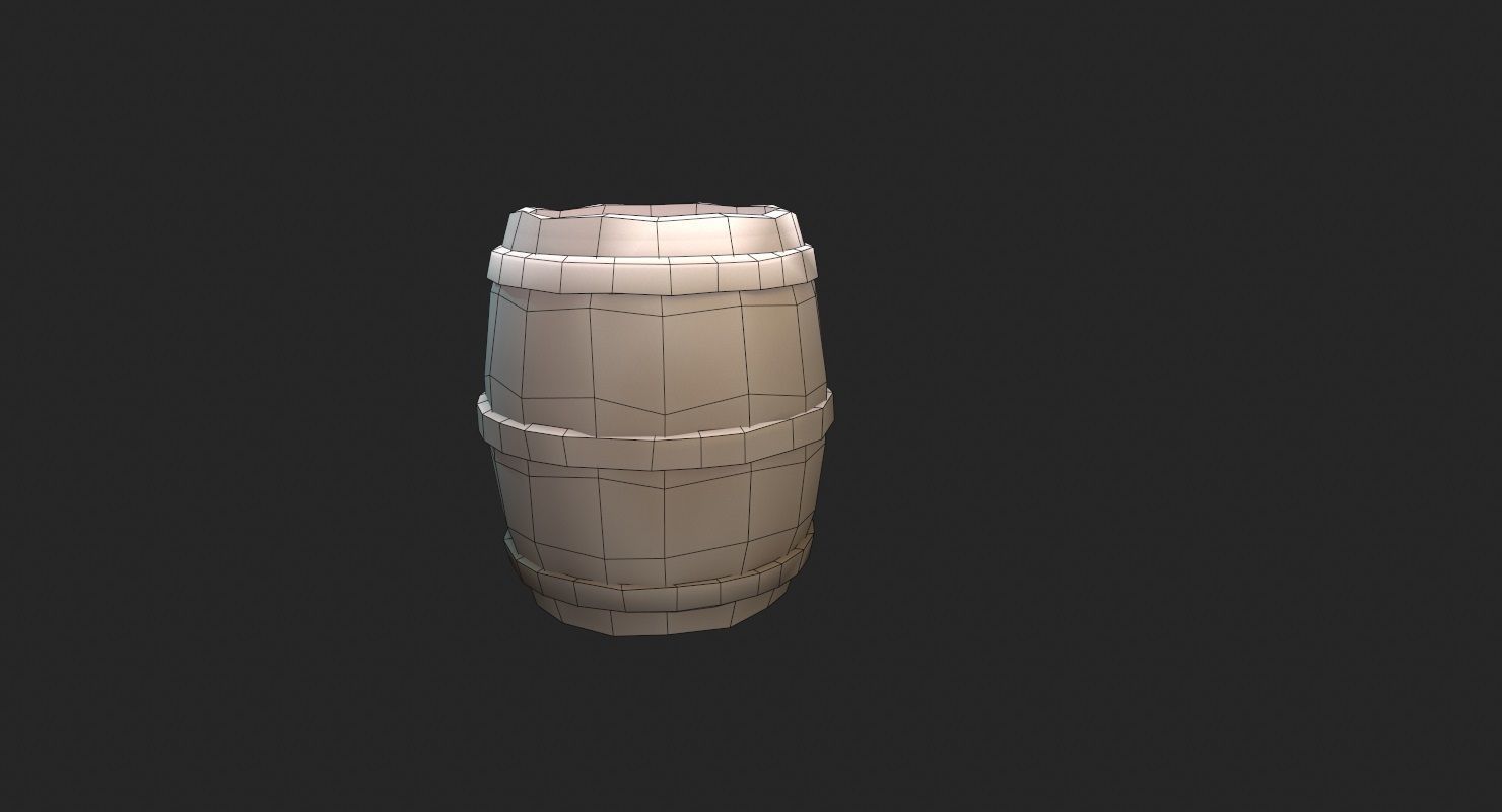 Barrel wood Low-poly 3D model_9