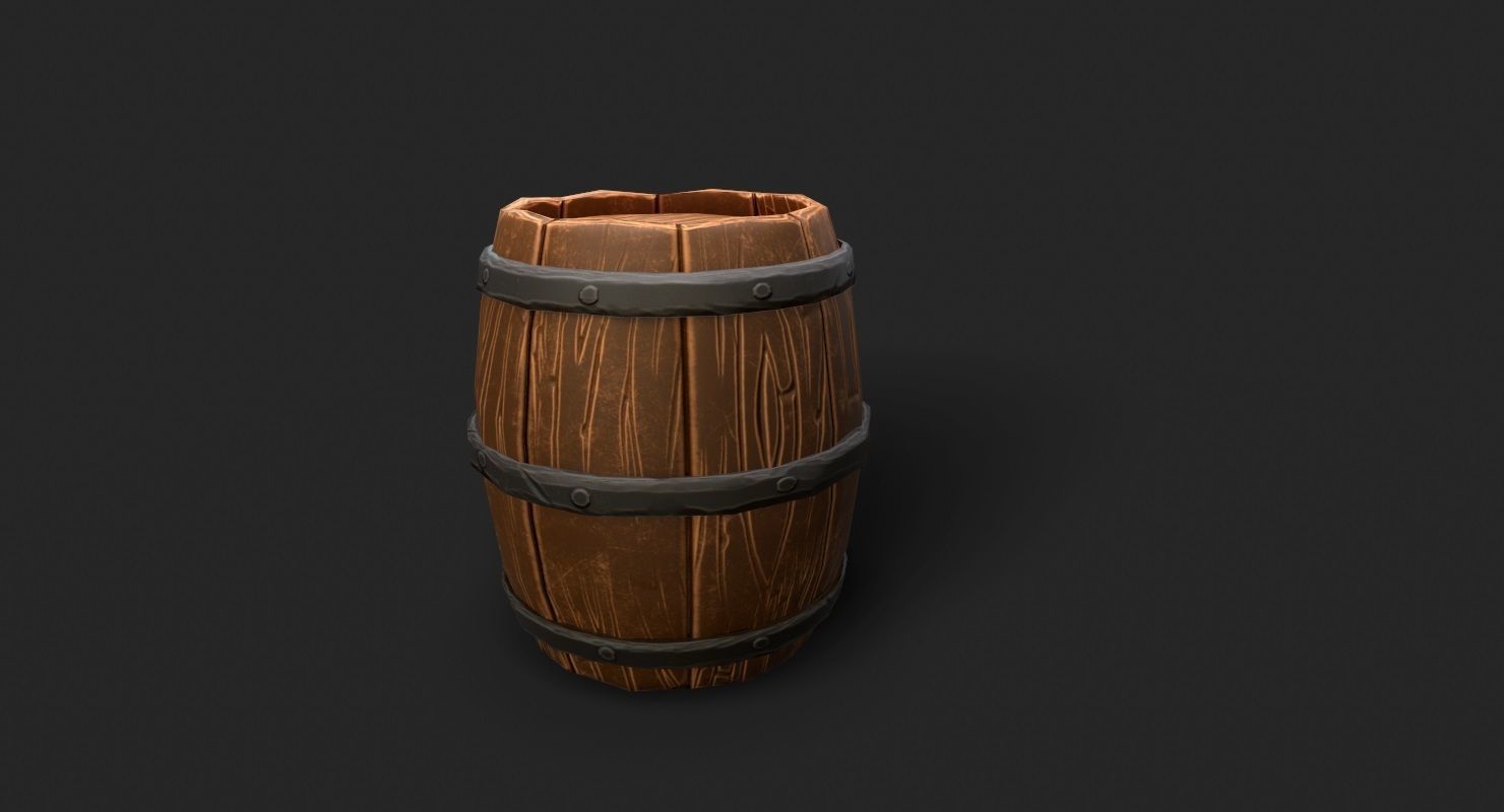 Barrel wood Low-poly 3D model_4