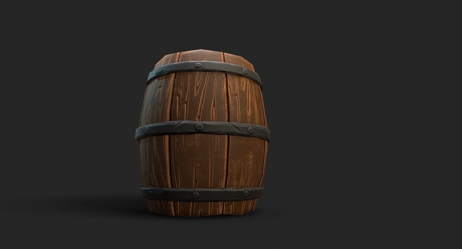 Barrel wood Low-poly 3D model_3