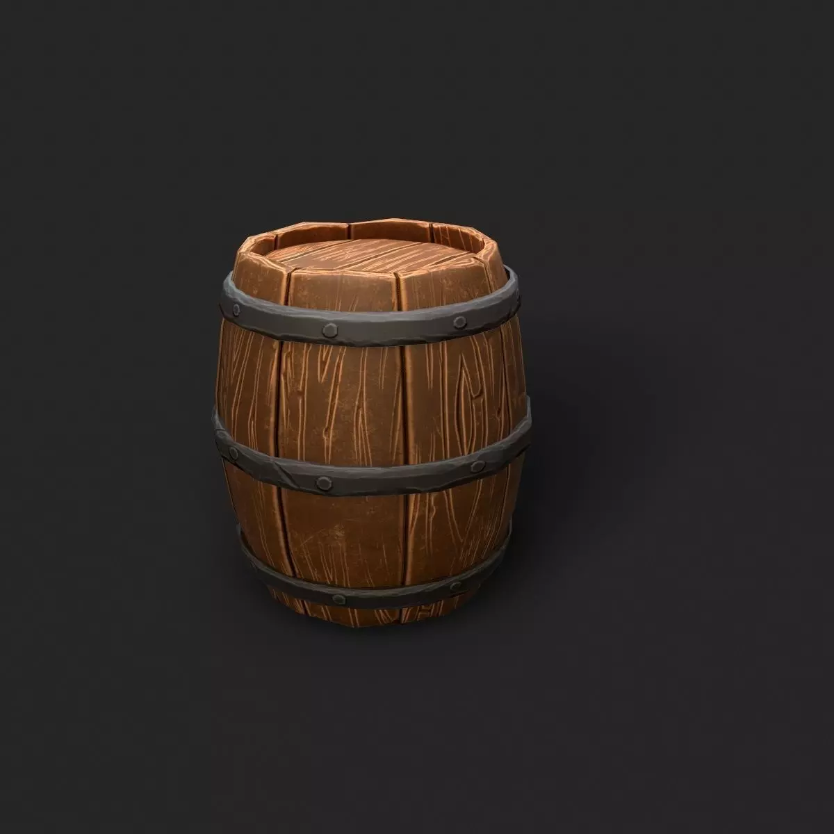 Barrel wood Low-poly 3D model_0