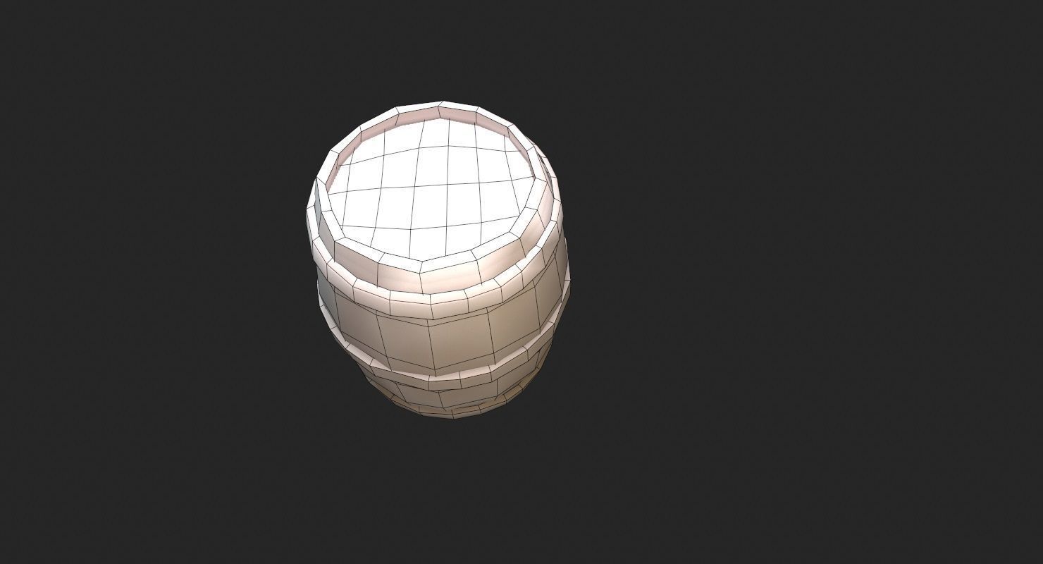 Barrel wood Low-poly 3D model_8