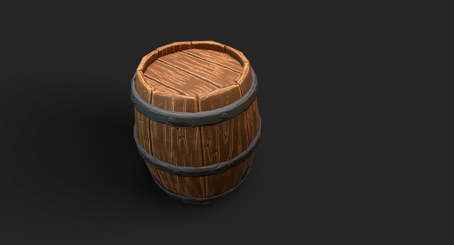 Barrel wood Low-poly 3D model_6