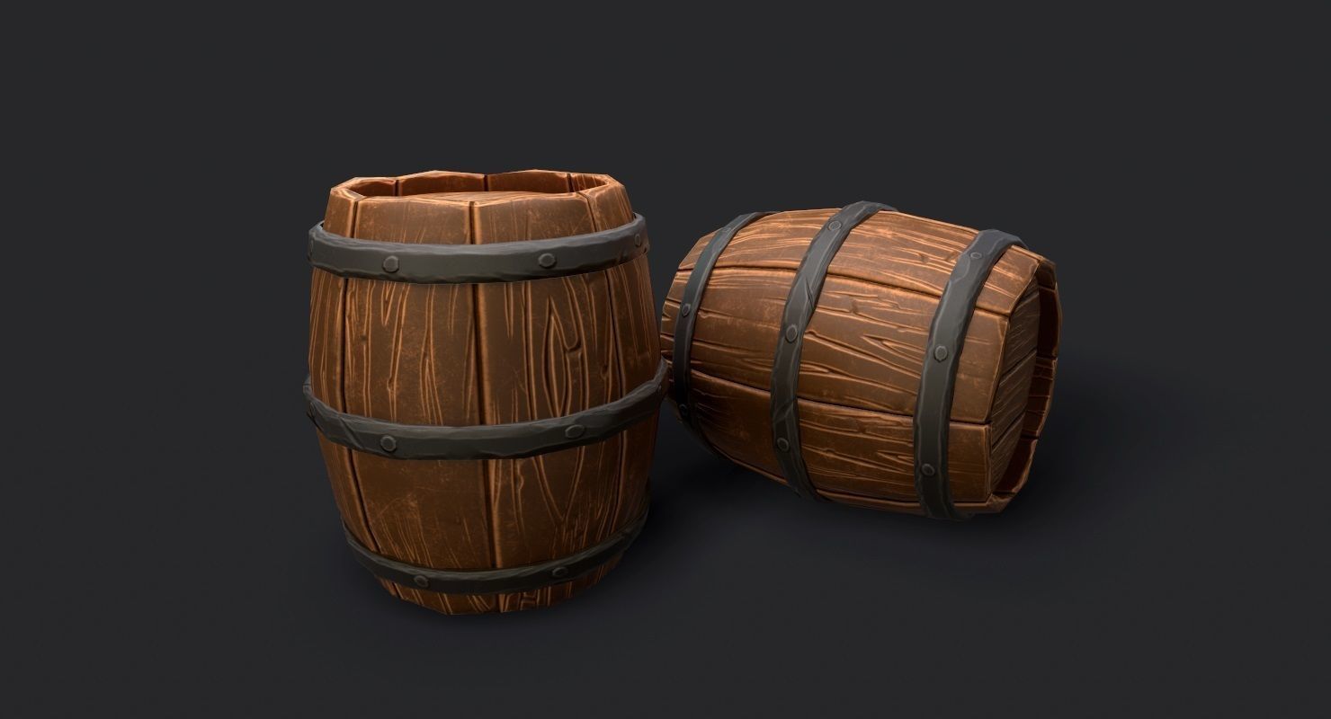 Barrel wood Low-poly 3D model_1