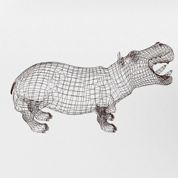 Hippopotamus Low-poly 3D model_7